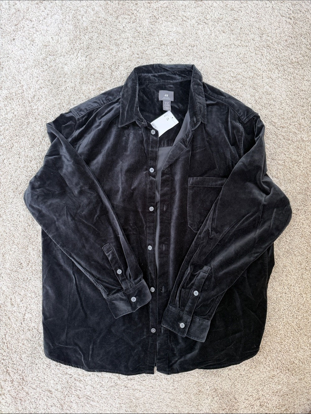 H&M Men's Black Velvet Shirt